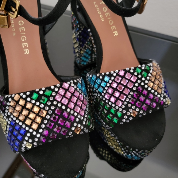 Kurt Geiger Brixton Women's Black Multi-Color Platform Heels Size 6 - Picture 4 of 12